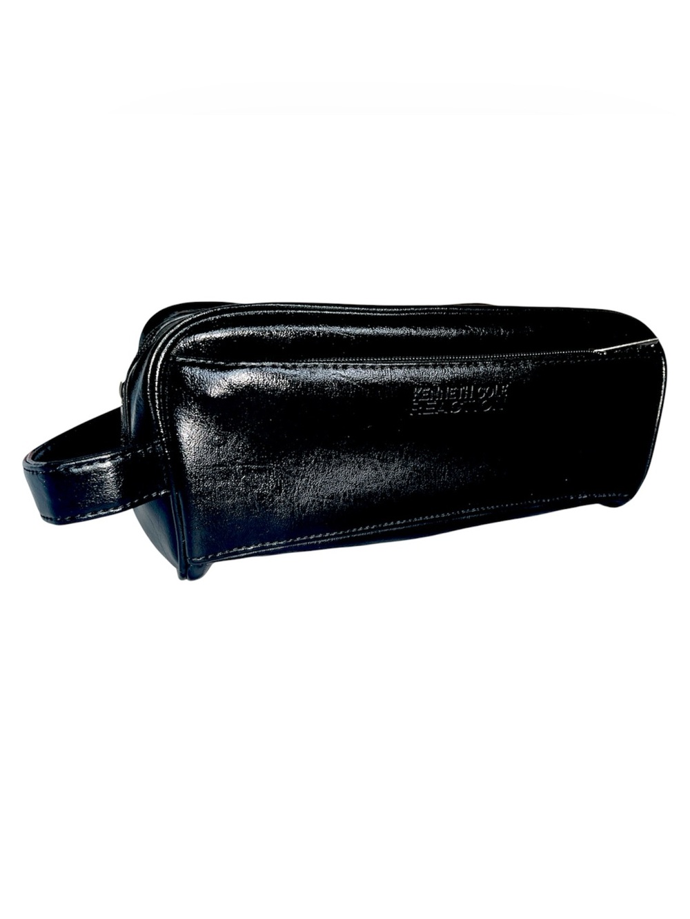 Kenneth Cole Reaction Classic Black Faux Leather Men's Roomy Toiletry Dopp Kit